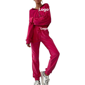 Nouveau Offre Spéciale haute qualité rue décontracté 2 pièces ensemble solide or velours sweat à capuche court sweat avec fermeture éclair décoration pour l'automne - Product Image 3