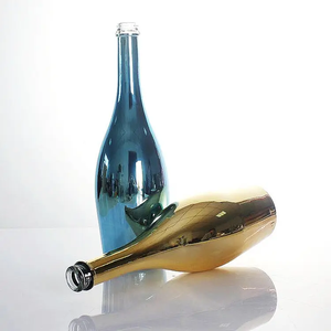 Botella de Vidrio de 700 ml con Diseño Personalizado, Electrochapada, Vacía, Azul Claro, para Licor, Vodka, <span class=keywords><strong>XO</strong></span>, Brandy, Whisky, con Tapón de Corcho, para Venta al por Mayor - Product Image 2