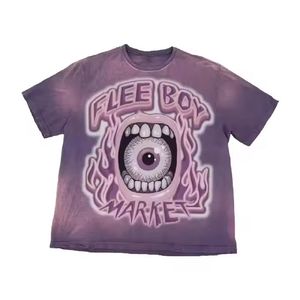 Grande taille conception personnalisée hommes été hauts à manches courtes couleur inversée vieux bord usé lavé longue longueur t-shirt - Product Image 1