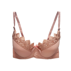 Women's Full Cup Lace Bralette Breathable and Adjustable Front Closure with Hook Fastener <b>Thin</b> <b>Wire</b> Free Push-Up Effect - Product Image 5