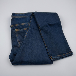 Jean en denim bleu marine vintage à taille mi-haute avec patchwork brodé et délavé coloré, rivets et tissage tricoté - Product Image 1