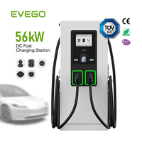Chargeur rapide DC monophasé EVEGO 56 kW CCS2 240 V Niveau 2 OCPP 2.0.1 ISO15118 WiFi sur pied EVSE Neuf