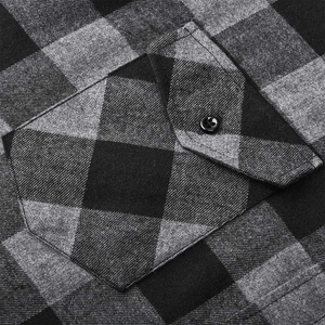 เสื้อเชิ้ตผ้าแฟลนเนลลำลองผู้ชายลายโลโก้แบบกำหนดเองรุ่นล่าสุด สำหรับฤดูใบไม้ร่วง สีพื้น ย้อมสีทั้งตัว แขนยาว ผ้าฝ้าย 100% บริการ OEM คุณภาพสูง - Product Image 2