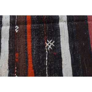 Turkish Rug, Large 5,8x9,1 ft Vintage Rug, <b>Brown</b> Orange Striped <b>Wool</b> Rug - Product Image 5