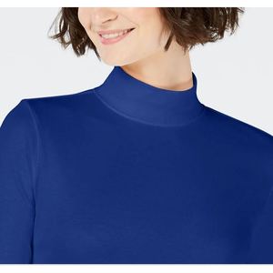 Maglia da Donna Charter Club 100% Cotone a Collo Alto Lavorata a Mano con Mezza Manica Design Invernale Stampato Blu Taglia X-Large - Product Image 2