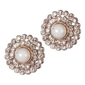 Urbana 1306816 Glass <b>Pearl</b> Stud <b>Earrings</b> Rose Gold Plated Fashion <b>Clip</b>-<b>On</b> Style - Product Image 1