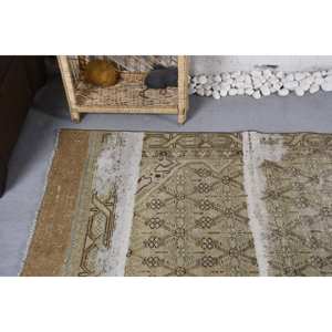 Tapis turc vintage 5.8x12.9ft en laine tissée plate marron beige avec motif patchwork pour les décorations de salon ou le couloir - Product Image 5