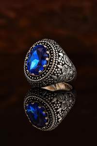 Anillo de Zafiro Azul, Plata de Ley 925, Joyería de Piedras Preciosas Hecha a Mano para Mujer, Anillo de Declaración, Proveedor Mayorista - Product Image 3