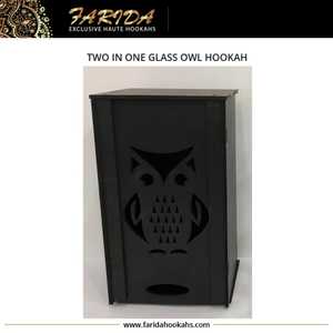 2019 luxe deux-en-un verre hibou Shisha narguilé bois givré avec boîte élégante emballage narguilés uniques et élégants - Product Image 5