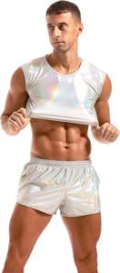 Camiseta atlética ajustada para hombre, Top corto de microfibra transpirable ligero de secado rápido, estampado sólido para entrenamientos de verano, estilo informal - Product Image 4