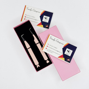 Juego de pinzas profesionales de punta plana de acero inoxidable diseño de corazón de mariposa depilación pestañas belleza recubierto de polvo - Product Image 2