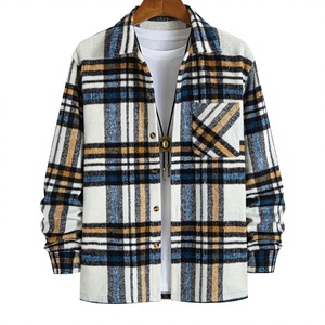Chemise en flanelle à carreaux tendance pour homme, manches longues, coupe ajustée, décontractée, boutonnée, pour le streetwear et les activités de plein air, service OEM - Product Image 1