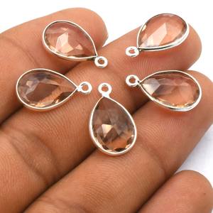 18X11mm(1 boucle) 22X11mm(2 boucles) Connecteur de pierres précieuses en calcédoine rose Lot plaqué or 18 carats et argent sterling pour la fabrication de bijoux C5-8 - Product Image 4