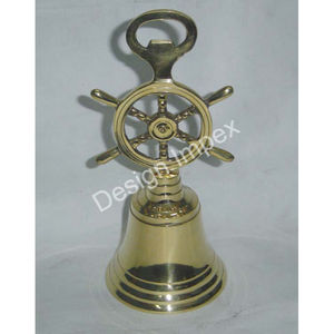 Luxury Bells Handbell With Nautical Golden <b>Ship</b> Wheel Handle Champagne <b>Bottle</b> Opener OEM Support - Product Image 1