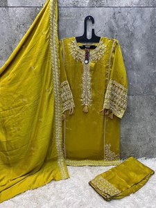 Traje bordado sin costuras para mujer, trajes paquistaníes elegantes para mujer, camisa de alta calidad para mujer, pantalones Dupatta de 3 piezas - Product Image 6