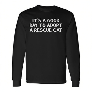 Camiseta de Manga Larga con Estampado de Gato Rescatablizado, Producto Promocional para Mascotas, Ideal para el Día del Adopción - Product Image 2