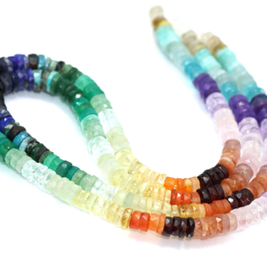 Cuentas Heishi de Cuarzo Arcoíris Multicolor de Alta Calidad, Forma Rondelle, 16 Pulgadas, 7mm-8mm, Cuentas de Piedras Preciosas Multifacéticas Arcoíris - Product Image 2