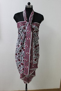 Sangaria rojo suave algodón Sarong indio Floral mano bloque estampado ropa de playa para mamá amiga dama de honor mujeres - Product Image 5