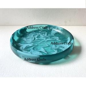 Bandeja de tocador de ensalada hecha a mano de resina al por mayor plato de postre de remolino personalizado plato de ensalada de servicio reutilizable de lujo vajilla de hotel para el hogar - Product Image 1