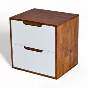 Solid Wood TDG68022 Bedside <b>Table</b> with 2 Drawers 50x40x50cm Modern Minimalist Design for Apartment Bedroom Furniture - Product Image 1