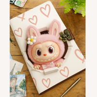 Jurnal Kulit Cetak Boneka Hati Pink Lucu, Notebook Estetik Trendi Ukuran 7x5, Kunci Tipe C, Tersedia Custom, Hadiah Hari Ibu