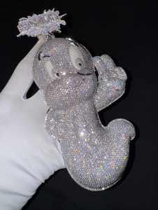 Colgante de Oso Teddy 3D Estilo Vintage con Incrustaciones de Diamantes Moissanite, Plata S925, Cadena Chapada en Oro, Nombre Personalizado - Product Image 3