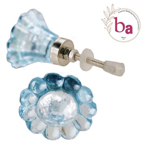 Venta caliente Aqua Crystal Perillas de flores de cerámica Industrial Comedor Cocina Armario Tocador Manija del Gabinete Tiradores para dormitorio - Product Image 1