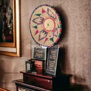 ตะกร้าหวายสานแขวนผนังสำหรับตกแต่งผนังทรงกลมจากอินเดีย - Product Image 2