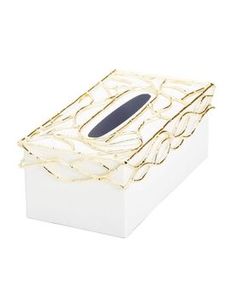 <b>Gold</b> Plated Napkin <b>Paper</b> Box in Metal with Simple Rectangular Design Perfect for Tabletop Use - Product Image 2