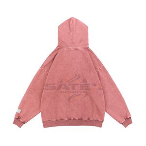 Sweat-shirts à capuche vintage à lavage acide au design moderne personnalisé, sweat-shirts d'hiver unisexes, mélange polyester/coton, teinture unie, appliqué - Product Image 2