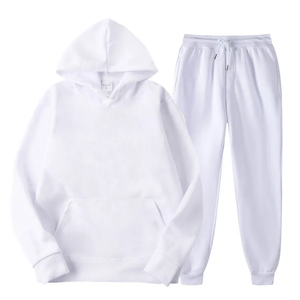 Venta al por mayor personalizado Unisex chándal de invierno pesado algodón satén Sudadera con capucha pantalones de chándal con dobladillo crudo gráfico Jogging ropa deportiva hombres mujeres - Product Image 3