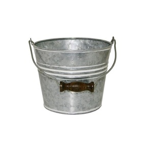 Cubo de cubo de Metal galvanizado de hierro más vendido con mango de madera maceta de flores hecha a mano para decoración del hogar y el jardín - Product Image 1