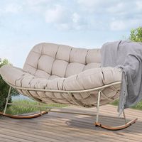 Fauteuil à bascule double Papasan surdimensionné, idéal pour patio, véranda, terrasse