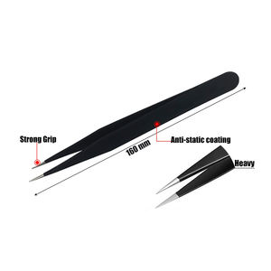 Pinzas profesionales para extensión de pestañas de 90 y 45 grados, pinzas para pestañas de volumen de acero inoxidable, puntas de fibra, pestañas Nano Grip - Product Image 3