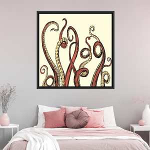 Tableau mural sur toile Octopus moderne : élégant imprimé abstrait de l'océan, encadré noir - Product Image 1