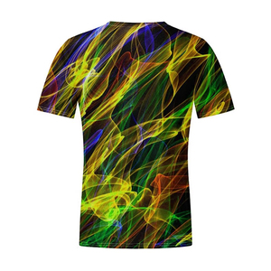 T-shirt à manches courtes à motif néon abstrait, vêtements décontractés pour hommes, mode estivale, design coloré, t-shirt graphique - Product Image 4