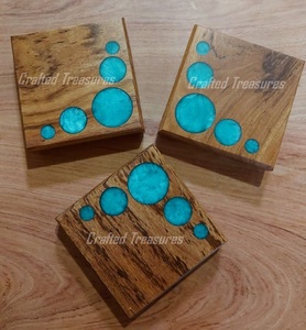 Posavasos de madera y resina hechos a mano de alta calidad, taza de té de estilo clásico, popular y asequible, embalado en cartón - Product Image 3