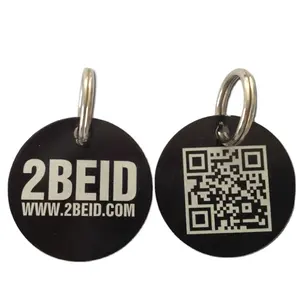 Etichette per cani laser con codice QR in alluminio anodizzato con LOGO personalizzato rotondo/targhetta identificativa per animali domestici