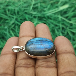 925 Sterling Silver Fine Jewelry Pendant <b>Unique</b> Handmade Flash Labradorite Oval Charm Bezel Setting Inlay <b>Gift</b> <b>for</b> <b>Her</b> - Product Image 3