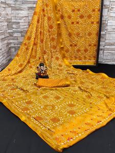 Derniers blocs de soie en taffetas et bordure de tissage jacquard avec riche imprimé Palau Fancy Sari en vente en ligne - Product Image 6