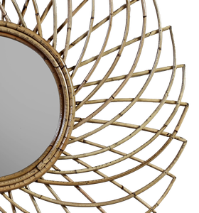 Miroirs muraux éclairés au design traditionnel en gros avec cadre en bois de rotin et osier Boîtes emballées de haute qualité pour l'intérieur de la maison - Product Image 3