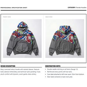 Women Heavyweight <b>Hoodie</b> <b>Velour</b> Embroidery Badge Eco-Friendly Graphic Pullover Manufacturer Wholesale Custom Streetwear - Product Image 6