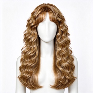 วิกผมสังเคราะห์สีน้ำตาลทองน้ำผึ้ง ลอนยาว พร้อมหน้าม้าสไตล์ฝรั่งเศส - Product Image 2