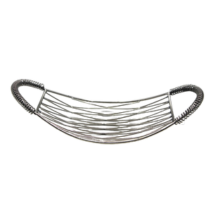 Bandeja ovalada de hierro con bandeja de servicio de color plateado con acabado de níquel y bandeja decorativa para el hogar y la cocina a granel hechos a mano - Product Image 1