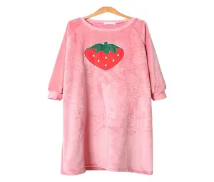 2019 самая дешевая одежда для сна, женская теплая Пижама, длинное платье, утепленная плюшевая мультяшная повседневная одежда для сна, флисовая одежда на заказ BD ODM