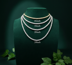 Collar de Cadena Estilo Tenis con Diamantes Cultivados en Laboratorio de 4 mm, Chapado en Oro de 14K sobre Plata de Ley 925, Certificado IGI, Moderno y Unisex - Product Image 2