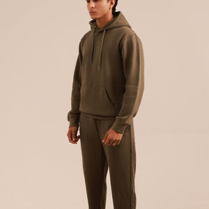 Soft <b>fleece</b> hoodie in light grey and <b>brown</b> with a relaxed fit and kangaroo pocket designed for everyday comfort - Product Image 4
