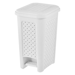 Arianna Pedal <b>Bin</b> 8L White Plastic Waste <b>Bin</b> <b>With</b> <b>Lid</b> And Step For Kitchen Bathroom Use - Product Image 1