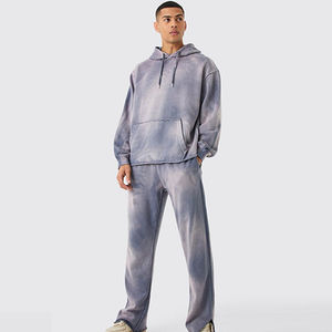 Vente en gros de survêtements lavés à l'acide OEM pour hommes, surdimensionnés, respirants, deux pièces, avec impression de logo personnalisé - Product Image 1