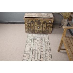 Tapis turc 2x4,3 pieds, tapis vintage, tapis camouflage blanc en laine - Product Image 4